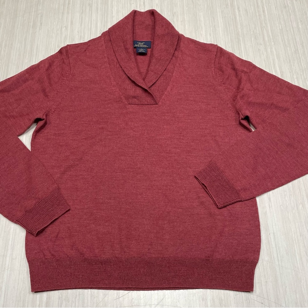 Brooks Brothers 346 Pullover Merino Wool Sweater Shawl Collar Size Large